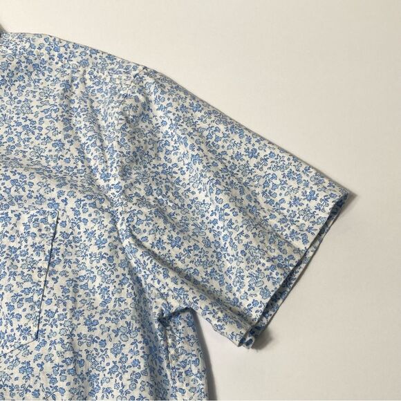 Hope & Henry Blue Floral Linen Blend Casual Button Up Shirt Boys Size Large - Picture 7 of 15